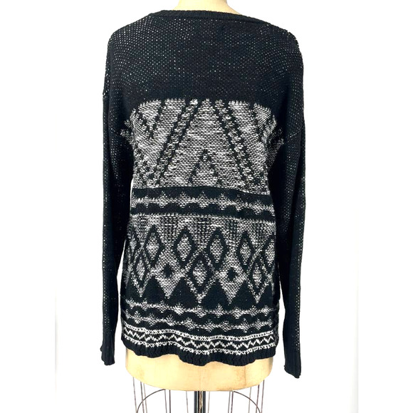 David Kahn Vintage Black Diamond Knit Pullover Sweater Top Size Large L - Picture 2 of 7